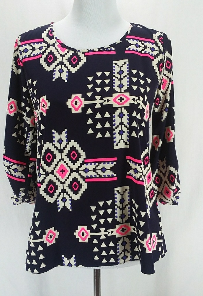 Moa Moa Size XS Pink Blue Navy Cream Aztec Print